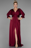 Robe de Soirée Grande Taille Longue Satin Couleur Cerise ABU3367