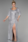Robe Grande Taille Squameuse Longue Argent ABU3258