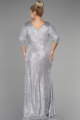 Robe Grande Taille Squameuse Longue Argent ABU3258