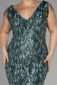 Robe De Invitation Grande Taille Midi Turquoise ABK1873