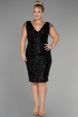Robe De Invitation Grande Taille Midi Noir ABK1873