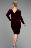 Robe de Soirée Grande Taille Longue Velours Midi Velours Rouge Bordeaux ABK1875