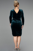Robe de Soirée Grande Taille Longue Velours Midi Velours Émeraude ABK1875