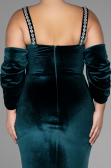 Robe de Soirée Grande Taille Longue Velours Émeraude ABU3336