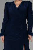 Robe de Soirée Grande Taille Longue Bleu Marine ABU2832