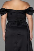 Robe De Soirée Grande Taille Satin Longue Noir ABU1626