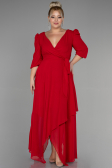 Robe Grande Taille Midi Mousseline Rouge ABK1083