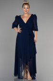Robe Grande Taille Midi Mousseline Bleu Marine ABK1083