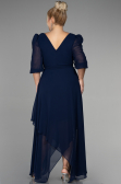Robe Grande Taille Midi Mousseline Bleu Marine ABK1083