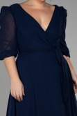Robe Grande Taille Midi Mousseline Bleu Marine ABK1083