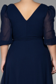 Robe Grande Taille Midi Mousseline Bleu Marine ABK1083