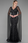 Robe de Fiançailles Design Personnalisé Longue Noir ABU3357