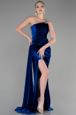 Robe de Soirée Longue Velours Bleu Saxe ABU3365