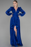 Robe de Soirée Longue Mousseline Bleu Saxe ABU3397