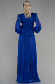 Robe de Soirée Longue Mousseline Bleu Saxe ABU3397
