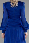 Robe de Soirée Longue Mousseline Bleu Saxe ABU3397