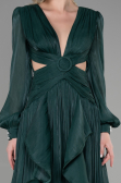 Robe de Soirée Longue Mousseline Émeraude ABU3397