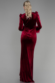 Robe Queue de Poisson Longue Velours Rouge Bordeaux ABU3393