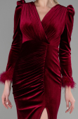 Robe Queue de Poisson Longue Velours Rouge Bordeaux ABU3393