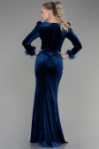 Robe Queue de Poisson Longue Velours Bleu Marine ABU3393