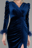 Robe Queue de Poisson Longue Velours Bleu Marine ABU3393