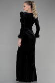 Robe Queue de Poisson Longue Velours Noir ABU3393