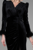 Robe Queue de Poisson Longue Velours Noir ABU3393