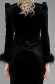 Robe Queue de Poisson Longue Velours Noir ABU3393