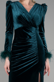 Robe Queue de Poisson Longue Velours Émeraude ABU3393