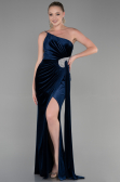 Robe de Soirée Longue Velours Bleu Marine ABU2626