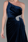 Robe de Soirée Longue Velours Bleu Marine ABU2626