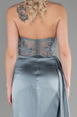 Robe De Soirée Satin Longue Turquoise ABU3376