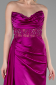 Robe De Soirée Satin Longue Fushia ABU3376