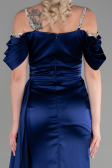 Robe de Soirée Longue Satin Bleu Marine ABU3398