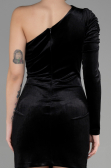 Robe de Cérémonie Courte Velours Noir ABK1886