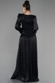 Robe de Soirée Longue Mousseline Noir ABU3397