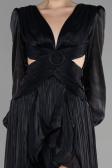 Robe de Soirée Longue Mousseline Noir ABU3397