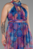 Robe Grande Taille Longue Bleu Saxe ABU1447