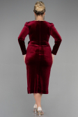 Robe de Cérémonie Midi Velours Rouge Bordeaux ABK1896