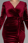Robe de Cérémonie Midi Velours Rouge Bordeaux ABK1896
