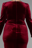 Robe de Cérémonie Midi Velours Rouge Bordeaux ABK1896