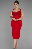 Robe De Invitation Grande Taille Midi Rouge ABK1882