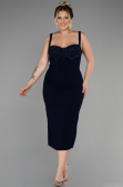 Robe De Invitation Grande Taille Midi Bleu Marine ABK1882