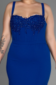 Robe De Invitation Grande Taille Midi Bleu Saxe ABK1882