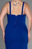 Robe De Invitation Grande Taille Midi Bleu Saxe ABK1882