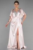 Robe De Fiançailles Grande Taille Longue Satin Beige ABU3442