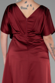 Robe De Fiançailles Grande Taille Longue Satin Rouge Bordeaux ABU3442