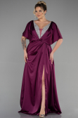 Robe De Fiançailles Grande Taille Longue Satin Couleur Cerise ABU3442