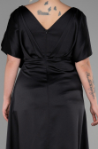 Robe De Fiançailles Grande Taille Longue Satin Noir ABU3442