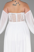 Robe De Soirée Grande Taille Mousseline Longue Blanc ABU3380